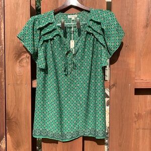 NWT Max Studio Multicolor Floral Print Blouse Size M